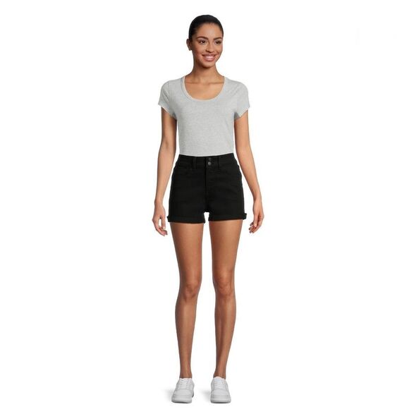 Women’s Black Denim Midrise Double Button Shorts Size 19 - Picture 5 of 7